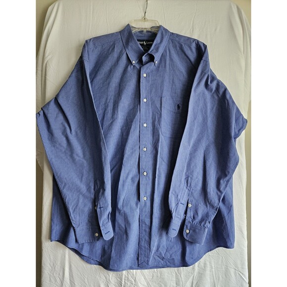 Ralph Lauren Other - Ralph Lauren Shirt Men's Sz XL Long Sleeve Button Down Blake Blue Plaid Pony EUC